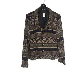 Courtenay Jacket Women 12 Geometric Button Front Lined Boho Southwestern Western